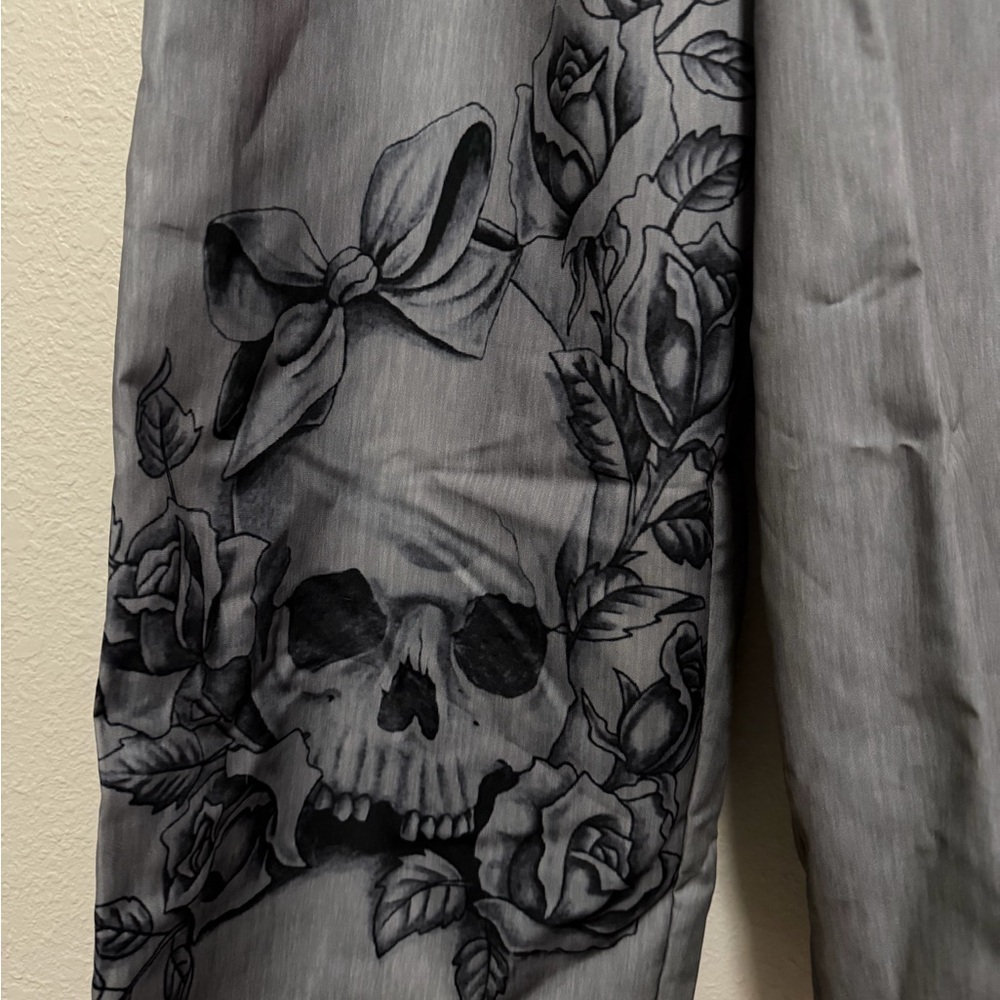 NEW Gray Skull Print Pants - Picture 6 of 6